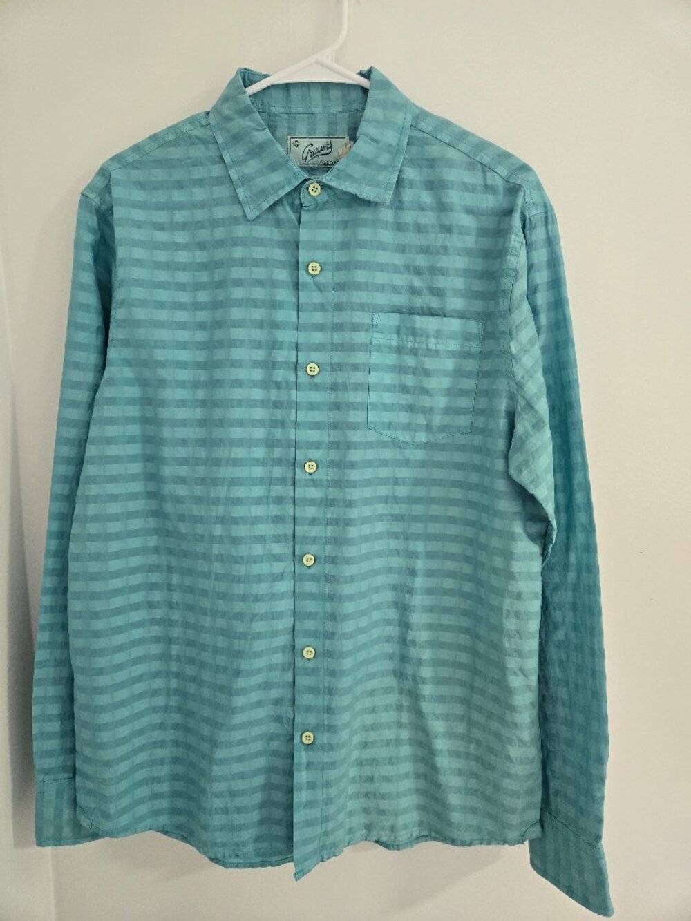 Grayers Clothiers Men's Medium Turquoise Textured 100% Cotton Button Down Shirt